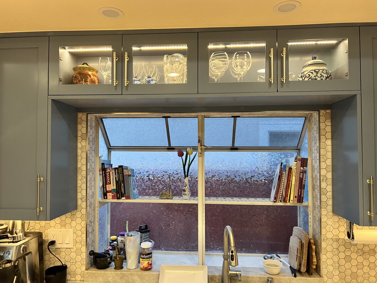Painted shaker kitchen with glass doors — DodiHome Fremont project