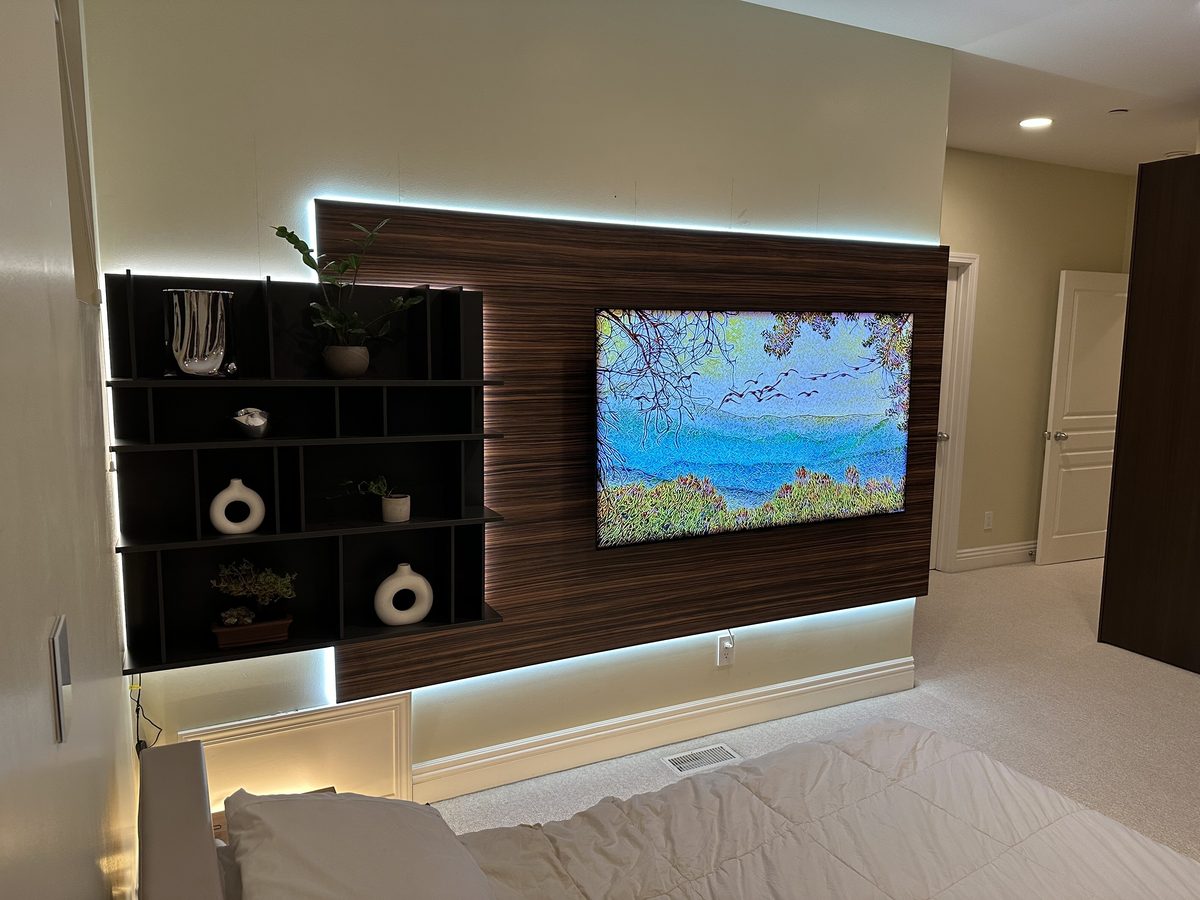 Seventh finished-room view of light oak kitchen with integrated lighting cabinetry and surrounding surfaces