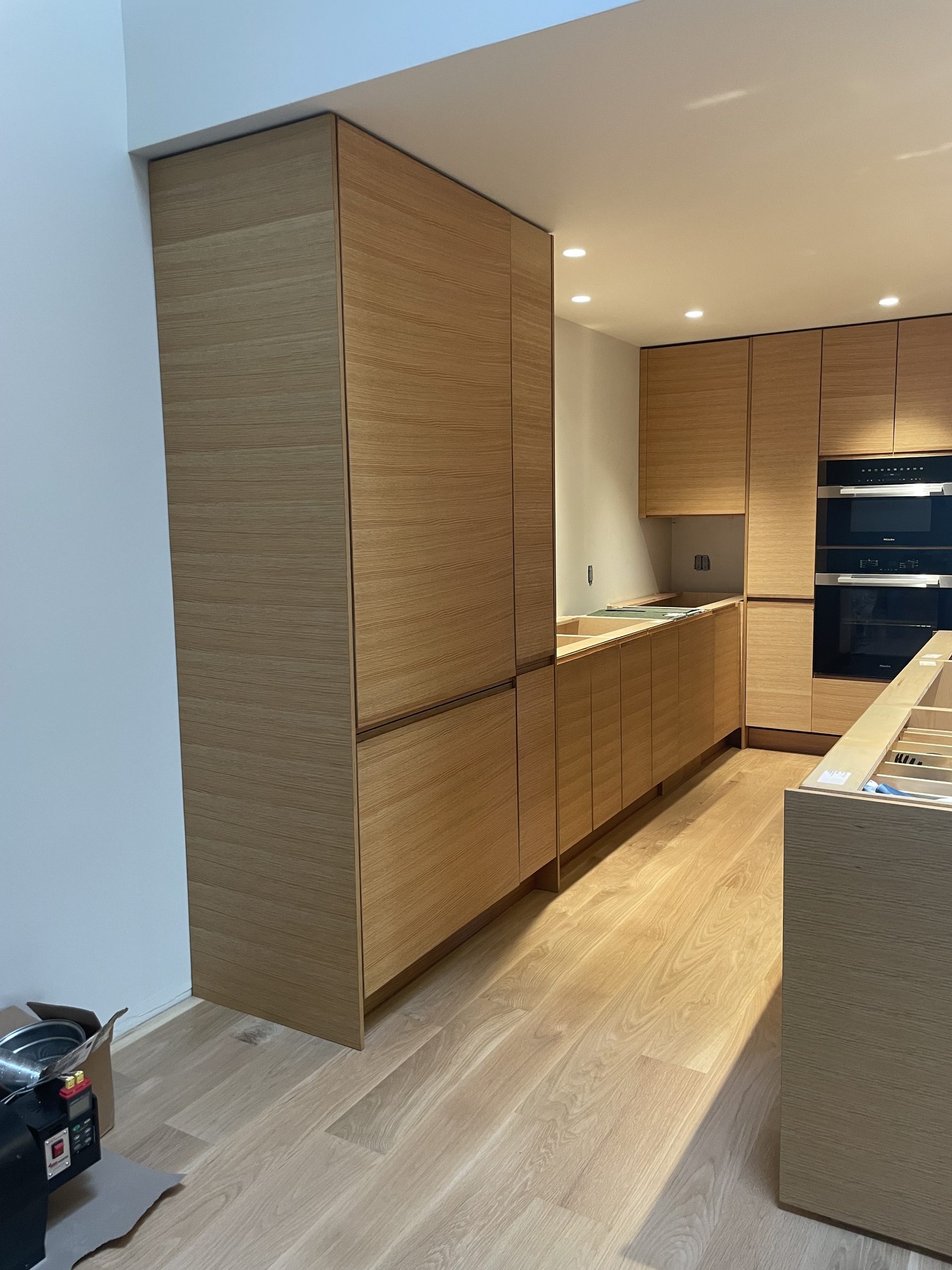 Primary finished-room view of light oak kitchen in san carlos cabinetry and surrounding surfaces